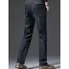 Jeans para Hombre Otoño Nuevo Estilo Lana Sueltos Pierna Recta Talla Grande Pantalones para Hombre de Mediana Edad Elásticos Casuales Largos
