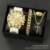 Set de Reloj de 4 Piezas, Reloj para Hombre de Venta Caliente Transfronteriza, Reloj de Aleación de Esfera Grande de Silicona de Gama Alta con Tres Ojos para Hombre
