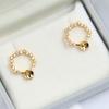 Brincos de Pérola Estilo Qiao Mei Injetados em Ouro 14K Domésticos S925 Agulha de Prata Suporte Vazado Acessórios DIY Acessórios Fada Elegante