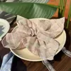 Nueva Cuerda para el Cabello Hecha a Mano Cuadrada con Lazo Grande de Encaje a Cuadros en Colores Claros para Primavera y Verano, Cuadrada Francesa Elegante, Versátil