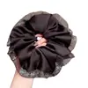 Goma para el pelo de Organza para mujer, Negra, Estilo Vintage de Alta Gama, Pedrería Fina, Satén, Goma Grande para el pelo, Diadema para mujer