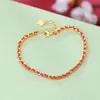 Pulsera Tejida con Lazo Rojo de Cuerda Roja, Plata de Ley S925 Chapada en Oro, Estilo Nacional Elegante Todo-fósforo, Pulsera con Diseño de Ciervo Plateado