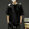 Transfronterizo 2026 Nueva Tendencia Verano Juvenil Hombres Manga Corta Estilo Hong Kong Holgada Manga Corta Elegante Camiseta