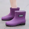 Botas de chuva impermeáveis, estilo moderno de cano médio, confortáveis, com sola grossa, design de cano alto, modelo feminino, grossas e reforçadas, duráveis