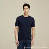 Nuevo Suéter de Punto para Hombre de Verano 85% Tencel 15% Cachemira Cuello Redondo Manga Corta, Suéter de Color Sólido, Estilo Casual para Hombre