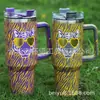 Nueva Botella de Agua Elegante de Acero Inoxidable 304 con Diseño de Tigre, Vaso Térmico con Asa, Vaso para Coche de 40 oz