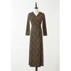 Vestido Cruzado Floral Elegante com Amarração na Cintura, Decote V, Corte Ajustado - Estilo Primavera e Outono 2025 Pg Dvf Wrap Dress