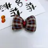 Tecido vintage com enchimento de algodão xadrez laço tridimensional acessório DIY acessório de cabelo presilha broche feminino materiais de joalheria
