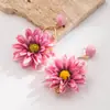 Accesorios Hemingway Transfronterizos Nuevo Estilo Coreano de Moda Mimbre Flor Artificial 3D Pendientes Colgantes Accesorios de Estilo Vacacional