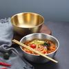 Tazón de fideos fríos de acero inoxidable de estilo coreano, tazón de ensalada de frutas de uso doméstico de alto valor de color con escala, tazón para mezclar arroz, recipiente para hornear estilo Ins