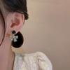 Aretes de Lazo Negro de Corea del Sur con Diamantes Lujo Ligero Elegante Estilo Hong Kong Diseño Nicho Aretes