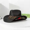 Exportação Transfronteiriça 2026 Novo Chapéu de Cowboy Ocidental Preto de Verão para Viagens ao Ar Livre Chapéu de Palha Panama de Aba Larga