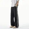 Pantalones de Rayas NASA SOBRE Lyocell Tencel para Hombre, Verano Finos Holgados Rectos Deportivos Casuales de Pierna Ancha