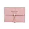 Nueva cartera pequeña femenina corta estudiante moda coreana pequeña fresca hoja tres pliegues hebilla monedero tarjetero mayoreo