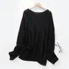 Camisa Cover-Up Calada Casual y Relajada Estilo Old Money para Mujer, Camisa Holgada de Punto Tencel con Cuello Redondo Estilo Perezoso Protección Solar