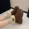 Botas de Nieve Forradas de Piel 2026 Estilo Coreano de Moda para Mujer Venta Caliente de Invierno Botines Cortos con Felpa Suela Gruesa Botas de Algodón Ligeras