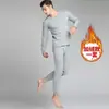 Conjunto de Ropa Interior Térmica de Cuello Redondo con Tecnología de Autocalentamiento, Conjunto Delgado Sin Costuras para Hombre para Otoño