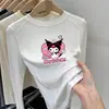 Camiseta Térmica Base Infantil Kuromi 2025 Inverno Nova Moda Top Espesso de Gola Redonda para Bebês
