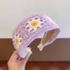 Diadema de Punto Bordada con Flor de Hilo Dulce para Niñas, Organizador de Cabello, Diadema de Ala Ancha, Accesorio para el Cabello, Pinza para el Cabello