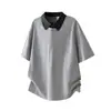 Camisa Polo Casual de Meio Zíper Color-Blocking Estilo Americano para Homens, Camiseta de Manga Curta, Caimento Solto, Tamanho Grande, Novo Modelo de Verão 2026 Respirável