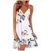 Vestido de Verano 2025 de Amazon para Mujer, Sexy, de Moda, con Cuello en V, Tirantes, sin Mangas, Espalda Descubierta, con Vendaje, Estampado, de Corte Amplio