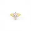 Anillo Abierto Ovalado de Zirconia Bañado en Oro Real de 18K, Anillo de Estilo de Nicho de Alta Gama, Joyería Versátil Simple y Elegante