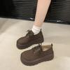 Mocasines de plataforma con cordones estilo británico vintage para mujer, nuevos zapatos de piel para todo tipo de combinaciones, de invierno 2024