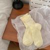 Calcetines Calcetines Cortos de Lolita para Niña Calcetines de Encaje de Lolita Medias de Verano Finas de Media Caña para Mujer Calcetines Arrugados Color Sólido