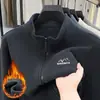 Chamarra de forro polar para hombre, otoño e invierno, cuello alto, simple y elegante, con estampado de montaña pequeño, cuello alto estilo americano, sudadera con cremallera, al por mayor