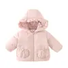 Jaqueta de Penas de Inverno para Bebê 2025 Novo Estilo Meninas Para Sair Acolchoada Veludo Jaqueta Quente Penugem de Pato Branca Top