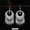 Brincos de borla de prata Miao artesanais estilo étnico vintage temperamento feminino Yunnan Miao personalidade estágio brincos longos versáteis