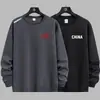 Sudadera de hombre para primavera y otoño, talla grande, versátil, holgada, casual, moderna, jersey de cuello redondo, gruesa, camisa base elegante