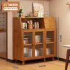 Aparador de Cocina Estante de Esquina Armario de Almacenamiento Integrado Montado en Pared Bambú Nano Agua para Té Simple a Prueba de Polvo Comedor Armario de Almacenamiento Multifuncional