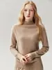 Outono 2026 Novo Suéter Feminino 100% Caxemira Pura Gola Alta Meia Simples Modelagem Solta Camisa Básica Emagrecedora