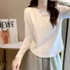 Camiseta de Manga Larga para Mujer Otoño 2026, Estilo Holgado para el Trabajo, Top con Bloques de Color y Cuello Redondo, Sin Arrugas, Cómodo, Estilo Coreano de Principios de Otoño
