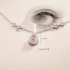 Colar Gota Rosa para Mulheres, Corrente de Clavícula de Zircônia Gota d'Água de Luxo Leve Nicho, Pingente de Diamante Rosa Versátil da Moda