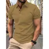 Nueva Camiseta de Verano para Hombre Moda Sencilla Versátil Camiseta de Manga Corta Color Sólido Cuello Solapa Manga Corta