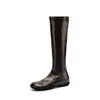 Botas largas elásticas de 3 cm para mujer, con efecto de altura, ajuste ceñido, nuevo estilo de invierno, punta cuadrada, cremallera lateral, color liso, que se ajustan a la pierna, hasta la rodilla