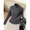 Chaqueta gris de protección solar de otoño, abrigo entallado a la cintura, top de manga larga para mujer 2026, nuevo, corte ajustado, para Pilates, fitness, yoga