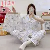 Pijama lindo de cachorro de manga larga para mujer, primavera, otoño, verano, algodón nube de manga corta, pantalón largo, conjunto de tres piezas, ropa de casa de dibujos animados