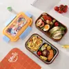 Nueva Caja de Almuerzo de Dibujos Animados Linda con Compartimentos, Caja de Almuerzo para Estudiantes y Niños, Caja de Almuerzo para Cafetería con Cubiertos, Caja de Frutas, Caja Bento