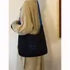 Bolsa de Lona Grande Capacidade Estilo Coreano Feminina 2026 Nova Casual Versátil Bordado de Letra Ombro Único Transversal