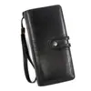 Cartera Larga para Mujer Estilo Coreano Cremallera Distintiva Bolso de Mano tipo Clutch de Cuero Encerado Bolso de Mano Elegante Cartera para Certificados y Monedas