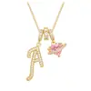 Collar de 26 Letras Tres en Uno Transfronterizo de Amazon para Mujer Dopamina Popular Estilo Europeo y Americano Collar con Colgante Chapado en Cobre y Oro