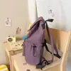 Mochila de cordão simples e estilosa para estudante universitário, cor sólida, com fechamento em aba, grande capacidade, leve, adequada para viagens e como mochila de estudante