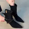 Primer Encuentro Temporada Botines Delgados de Tacón Alto para Mujer 2026 Piel Mate Hebilla Punta Fina Botines Cortos con Temperamento Botines Individuales de Tacón Delgado Retro