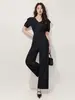 [En Stock] Elegante Mono Minimalista Francés 2026 Nuevo de Verano Adelgazante Ceñidor de Cintura Pierna Recta Pierna Ancha Mono