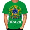 Camiseta Masculina Casual Solta com Gola Redonda, Estampa Digital 3D, Nova Bandeira Nacional, Transfronteiriça, Tamanho Grande, Manga Curta
