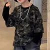 Novo Conjunto de Duas Peças Camuflado de Manga Longa e Jeans Vintage de Perna Larga para Meninos - Primavera e Outono