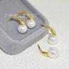Pendientes de Perla Cruzados Multi-Uso Delanteros y Traseros Pendientes de Nácar Pendientes Redondos de Luz Brillante Doble Perla Suministro en Vivo Venta al por Mayor